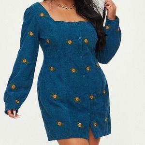 Curve & Plus Floral Print Corduroy Mini Dress
